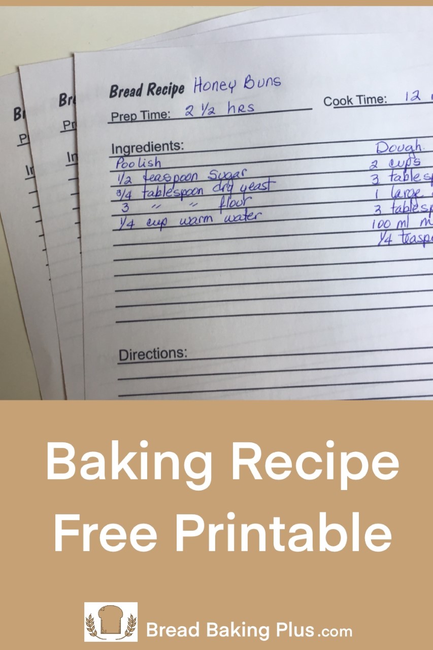 Baking Recipe Free Printable